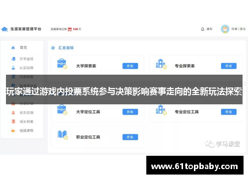 玩家通过游戏内投票系统参与决策影响赛事走向的全新玩法探索